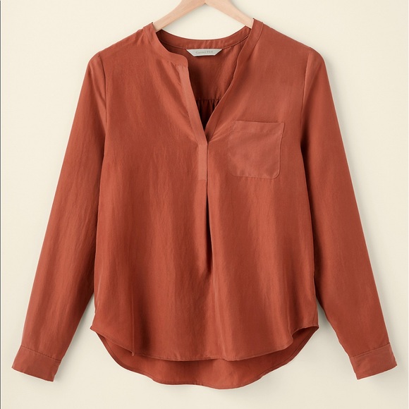 Garnet Hill 100% Silk Burnt Orange Relaxed Blouse Size L Large - Picture 1 of 8